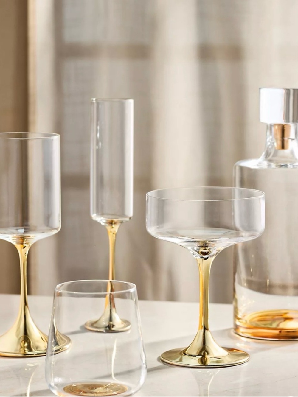 Anthropologie NIB 2 Pack Zaza Honey Luster Stemless Martini Glasses Iridescent - Picture 2 of 15